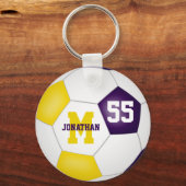 paars goudteam kleuren jongens sportvoetbal sleutelhanger (Voorkant)