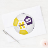 paars goudteam kleuren voetbal op maat ronde sticker (Envelop)