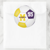 paars goudteam kleuren voetbal op maat ronde sticker (Tas)