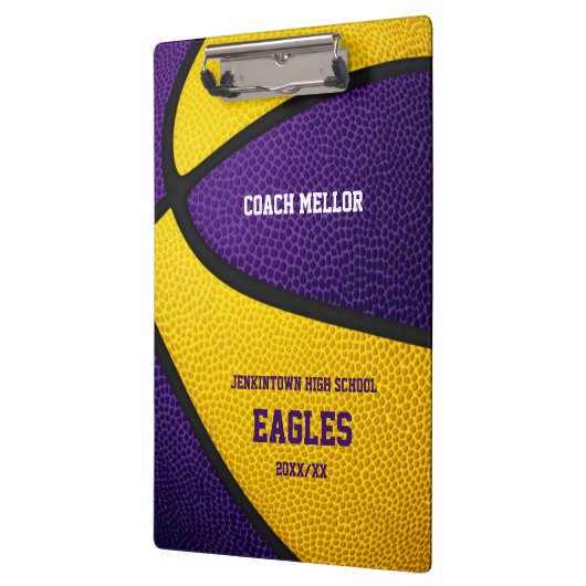 paars goudteam verdeelt basketbalnaam klembord (Links)