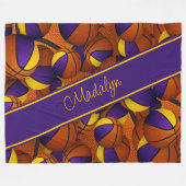 paars goudteam verdeelt meiden basketbal fleece deken (Voorkant (Horizontaal))