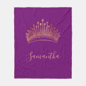 Paars goudtiara crown name elegant fleece deken (Voorkant)