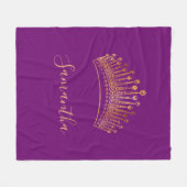 Paars goudtiara crown name elegant fleece deken (Voorkant (Horizontaal))