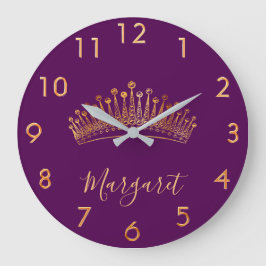 Paars goudtiara crown name elegant grote klok
