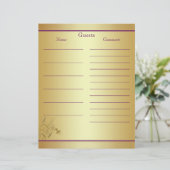 Paars goudveeg-papier voor bezoekersboeken (Staand voorkant)