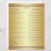 Paars goudveeg-papier voor bezoekersboeken (Voorkant / Achterkant)