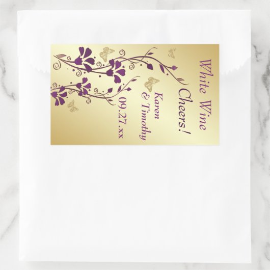 Paars, goudvlinder Sticker Etiket (Tas)