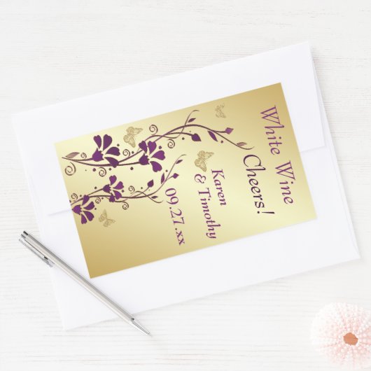 Paars, goudvlinder Sticker Etiket (Envelop)
