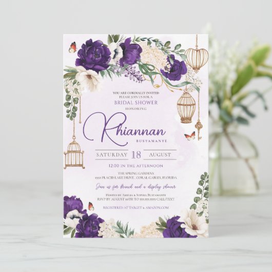 Paars goudvlinder Vlees van legant Vrijgezellenfee Kaart (Staand voorkant)