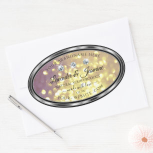 Paars goudzilver op de productetiketten van Glitte Ovale Sticker