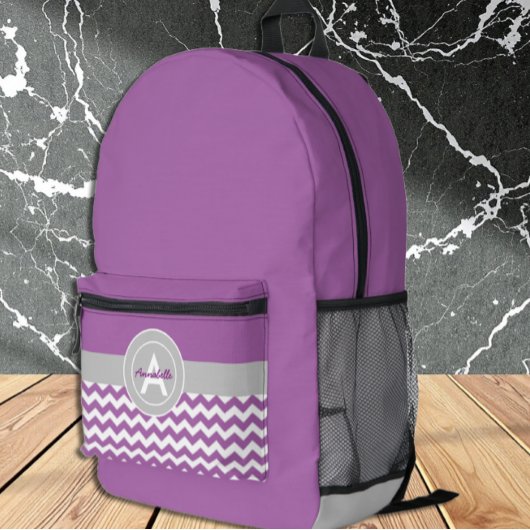 Paars Gray Chevron Bedrukte Rugzak