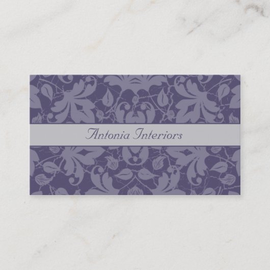  Paars gray Floral Damask Visitekaartje (Voorkant)