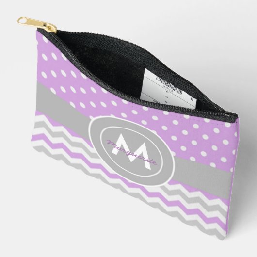 Paars Gray Polka Dot Chevron Etui (Open)