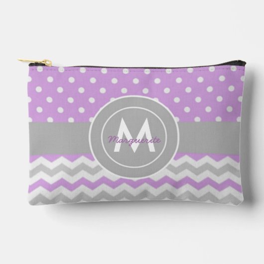 Paars Gray Polka Dot Chevron Etui (Voorkant)