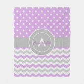 Paars Gray Polka Dot Chevron Fleece Deken (Voorkant)