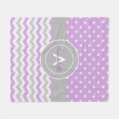 Paars Gray Polka Dot Chevron Fleece Deken (Voorkant (Horizontaal))