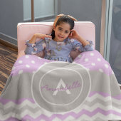 Paars Gray Polka Dot Chevron Fleece Deken