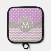 Paars Gray Polka Dot Chevron Pannenlap (Voorkant)