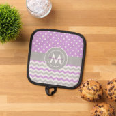 Paars Gray Polka Dot Chevron Pannenlap (Top down)