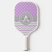 Paars Gray Polka Dot Chevron Pickleball Paddle (Achterkant)