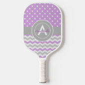 Paars Gray Polka Dot Chevron Pickleball Paddle (Voorkant)
