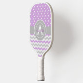 Paars Gray Polka Dot Chevron Pickleball Paddle (Links)