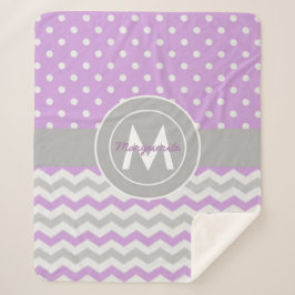 Paars Gray Polka Dot Chevron Sherpa Deken