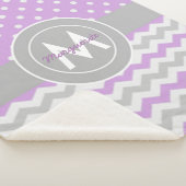 Paars Gray Polka Dot Chevron Sherpa Deken (3/4)