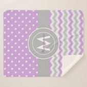 Paars Gray Polka Dot Chevron Sherpa Deken (Voorkant (horizontaal))