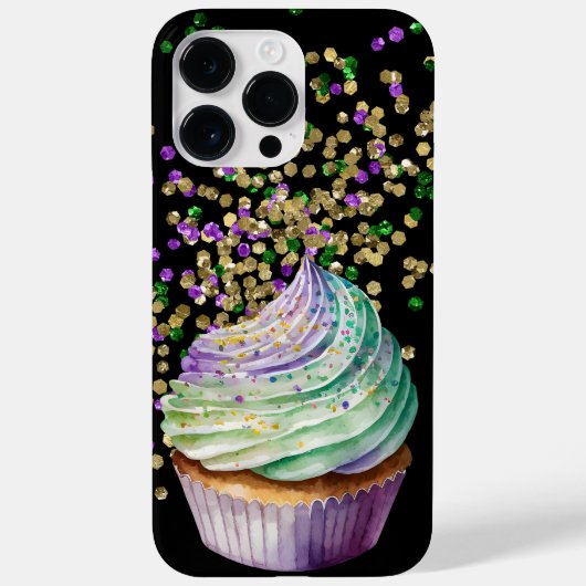 PAARS GREEN GOLD MARDI GRAS CUPCAKE Case-Mate iPhone CASE (Achterkant)