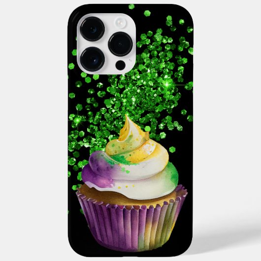PAARS GREEN GOLD MARDI GRAS CUPCAKE Case-Mate iPhone CASE (Achterkant)