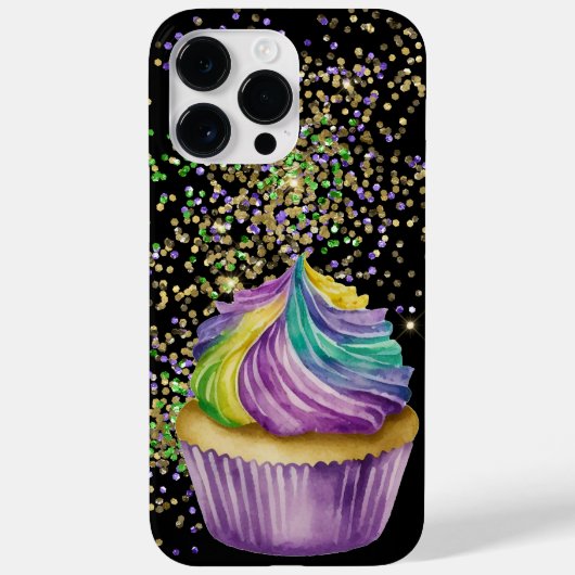 PAARS GREEN GOLD MARDI GRAS CUPCAKE Case-Mate iPhone CASE (Achterkant)