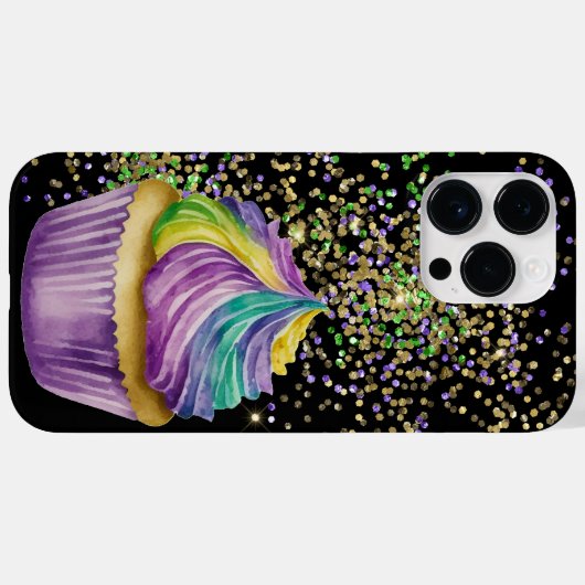 PAARS GREEN GOLD MARDI GRAS CUPCAKE Case-Mate iPhone CASE (Achterkant (horizontaal))