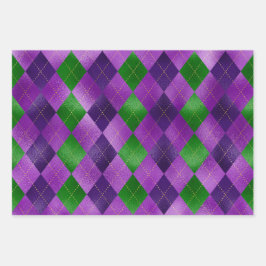 PAARS GREEN GOLD MARDI GRAS FLEUR DI LIS DIAMOND INPAKPAPIER VEL