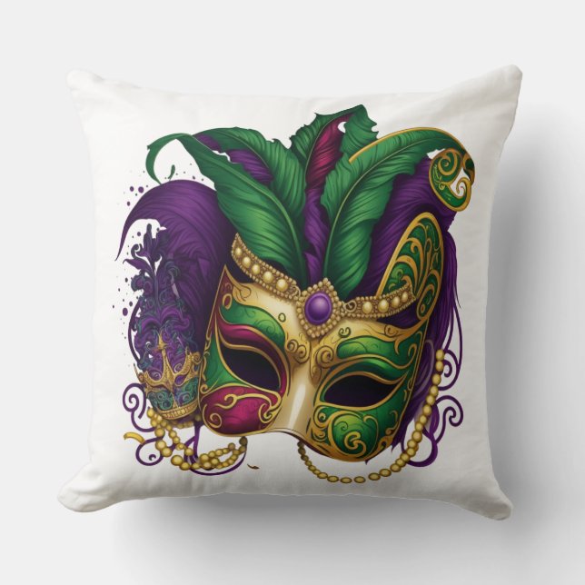 PAARS GREEN GOLD MARDI GRAS MASK KUSSEN (Voorkant)