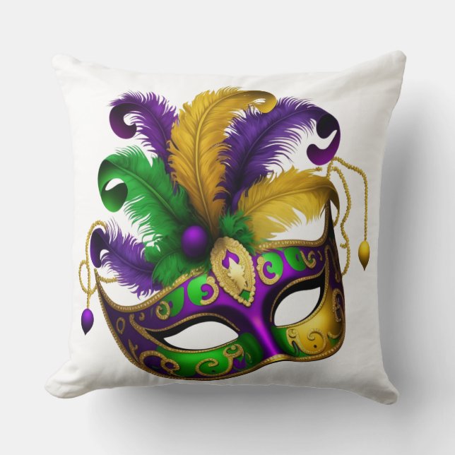 PAARS GREEN GOLD MARDI GRAS MASK KUSSEN (Voorkant)