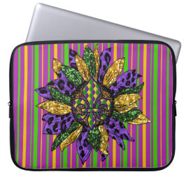 PAARS GREEN GOLD MARDI GRAS SUNFLOWER LAPTOP SLEEVE