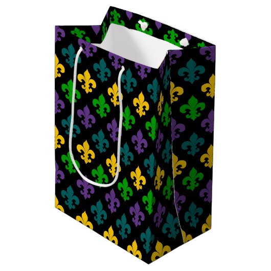 PAARS GREEN GOLD MARDI GRAS SYMBOOL MEDIUM CADEAUZAKJE (Voorkant Gekanteld)