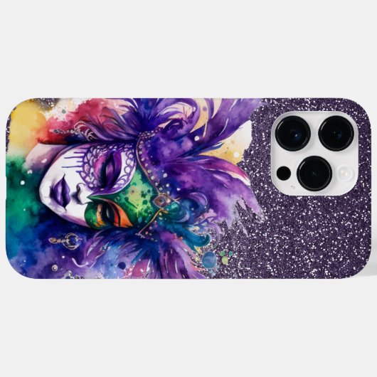 PAARS GREEN GOLD MARDI GRAS VROUW Case-Mate iPhone CASE (Achterkant (horizontaal))