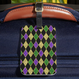 PAARS GREEN GREEN MARDI GRAS DIAMOND PATTERN BAGAGELABEL