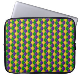 PAARS GREEN GREEN MARDI GRAS DIAMOND PATTERN LAPTOP SLEEVE
