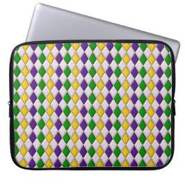 PAARS GREEN GREEN MARDI GRAS DIAMOND PATTERN LAPTOP SLEEVE