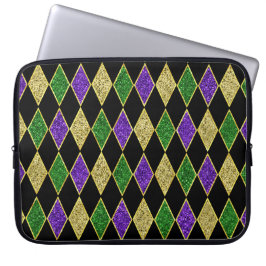 PAARS GREEN GREEN MARDI GRAS DIAMOND PATTERN LAPTOP SLEEVE