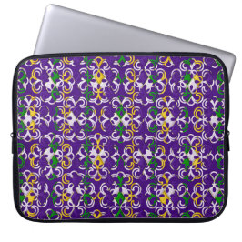 PAARS GREEN YELLOW MARDI GRAS FLEUR DI LIS LAPTOP SLEEVE