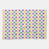 PAARS GREEN YELLOW MARDI GRAS FLEUR DI LIS THEEDOEK (Horizontaal)