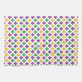 PAARS GREEN YELLOW MARDI GRAS FLEUR DI LIS THEEDOEK