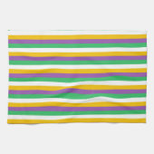 PAARS GREEN YELLOW MARDI GRAS STRIPES KITCHEN TOW THEEDOEK (Horizontaal)