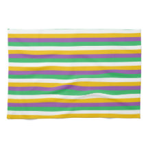 PAARS GREEN YELLOW MARDI GRAS STRIPES KITCHEN TOW