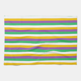 PAARS GREEN YELLOW MARDI GRAS STRIPES KITCHEN TOW THEEDOEK