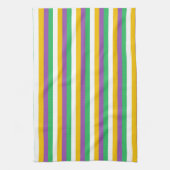 PAARS GREEN YELLOW MARDI GRAS STRIPES KITCHEN TOW THEEDOEK (Verticaal)